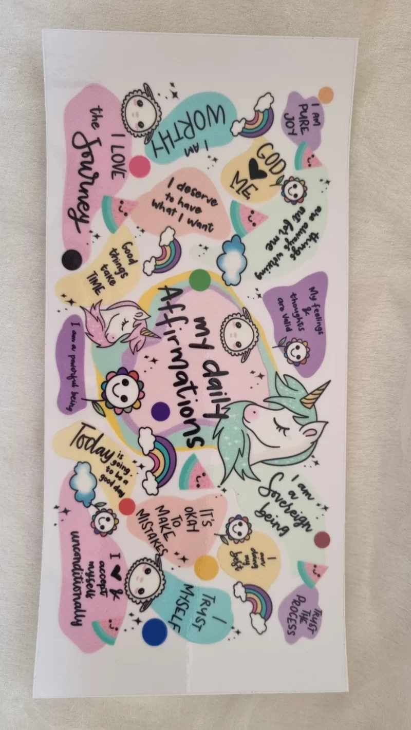 Waterproof Cup wraps Transfer Stickers My Daily Affirmations