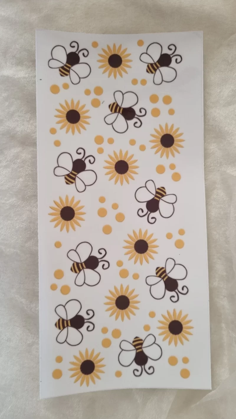 Waterproof Cup wraps Transfer Stickers Small Sunflower bees