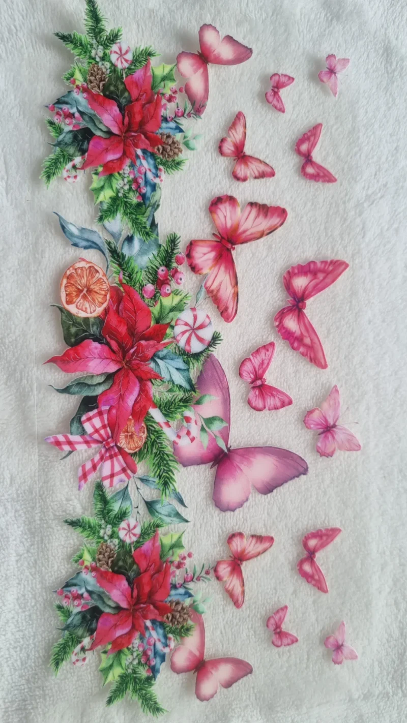 Waterproof Cup wraps Transfer Stickers Red Butterflys